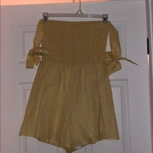 Yellow gingham romper
